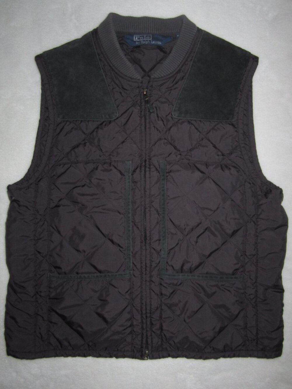 POLO RALPH LAUREN Quilted Shooting Vest Suede Trim Men's Medium